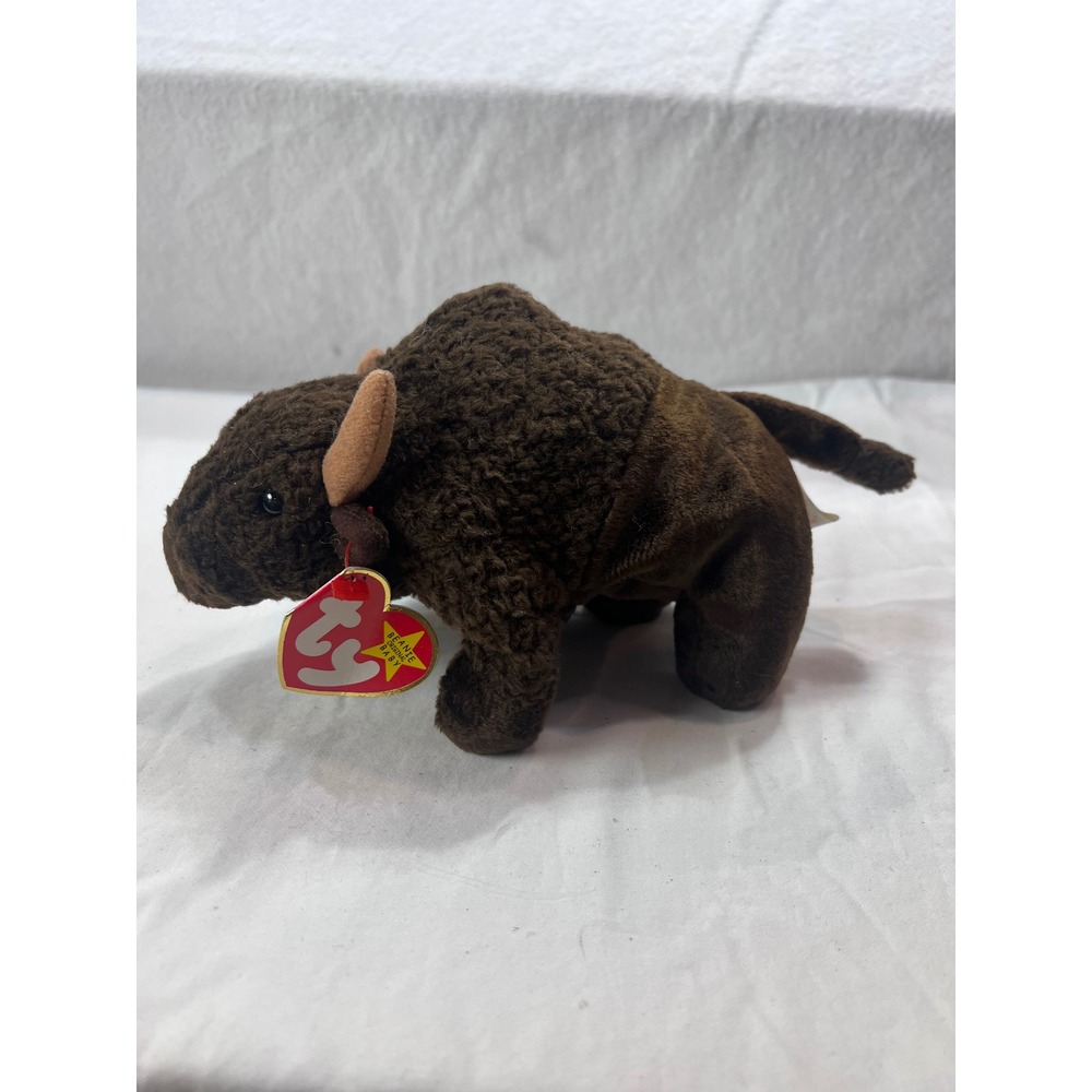 Ty Beanie Babies Roam the Buffalo Brown Bison Plush Animal with‎ Tags 1998